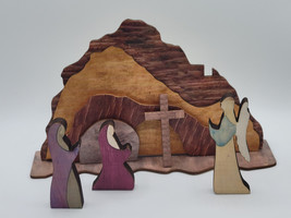 3D Wooden Easter Christian Resurrection Scene Decoration Wood AS-IS - £21.58 GBP