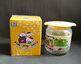 HK 7-11 LINE Friends x Sanrio Cony x Pom Pom Purin Joy Joy Jar Glass Container - $18.50