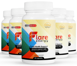 5 Pack Flare Energy, total health support and boosts energy-60 Capsules x5 - $153.44