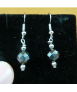 (EE-368) large faceted Black hematite two bead silver wire dangle pair E... - €8,52 EUR