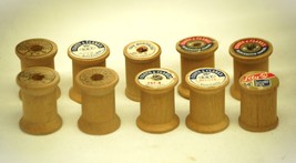Wooden Empty Thread Spools Belding Coat Star Lily Crafts Quilting Sewing Lot 10 - £11.86 GBP