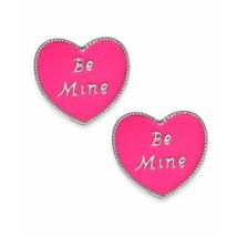 Holiday Lane Silver-Tone Be Mine Heart Stud Earrings, Pink - £10.11 GBP