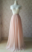Blush Pink Full Long Tulle Skirt Bridesmaid Custom Plus Size Tulle Maxi Skirt
