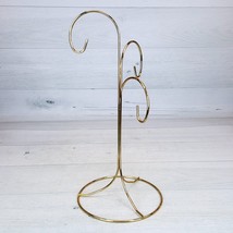 Display for Glass Ornaments 11&quot; Gold Metal 3 Arm Tiered Hook Holder Stand - $19.39