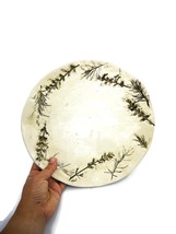 Artisan Pottery Serving Plate Handmade Dining Room Wall Decor Leaves and... - $90.08