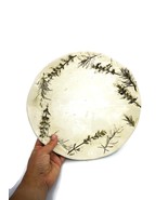 Artisan Pottery Serving Plate Handmade Dining Room Wall Decor Leaves and... - £72.18 GBP
