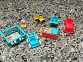 Fisher Price Vintage Little People Nursery Room lot 7 pieces Baby Playpen horse - £18.32 GBP