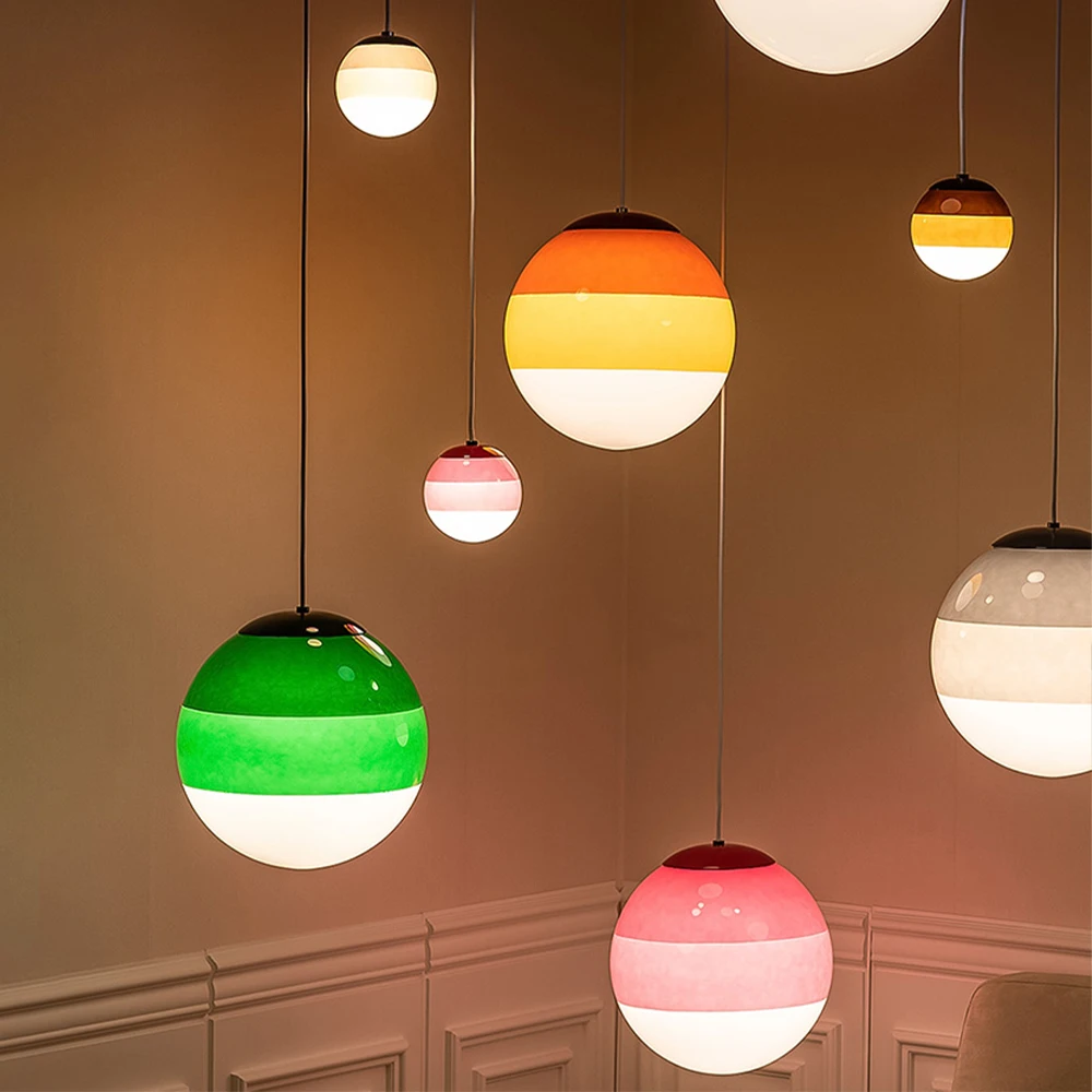 Designer Dipping Pendant Light Nordic Colorful Glass Ball LED Hanging Lamp - $60.07+
