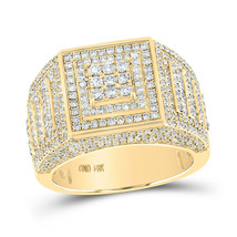 14kt Yellow Gold Mens Baguette Diamond Statement Square Ring 2-1/4 Cttw - £2,225.95 GBP
