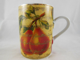 Department 56 Mug Pears and Apples Coffee Tea cup 8 Oz Gold Red Yellow - £5.04 GBP