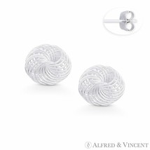 &quot;Kissing Circles&quot; Tangent Multi-Circle Spiral .925 Sterling Silver Stud Earrings - £12.83 GBP