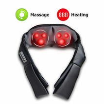 Shiatsu Back and Neck Massager Kneading Shoulder Massage Pillow W/Heat Straps - £62.08 GBP