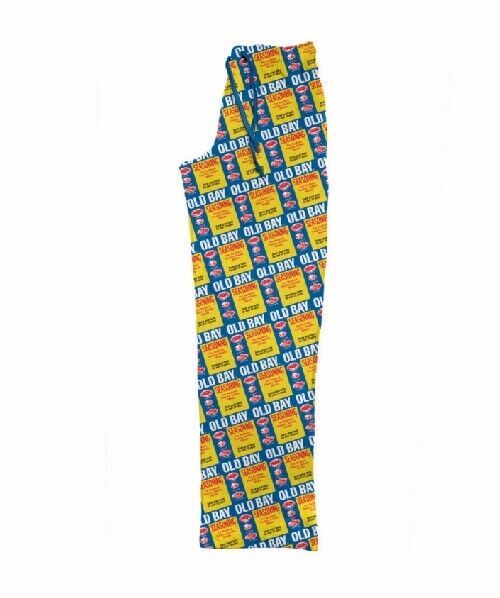 Old Bay Jersey Can Pattern Yellow/Blue Lounge Pants Pajamas  NEW Fast Free Ship