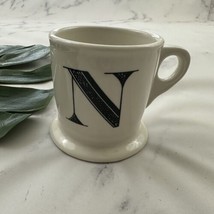 Anthropologie Monogram Retro Coffee Mug Letter Initial N Black Shave Style Cup - £15.47 GBP