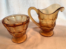 Amber Westmoreland Ashburton Creamer And Sugar Depression Glass Mint - £19.51 GBP