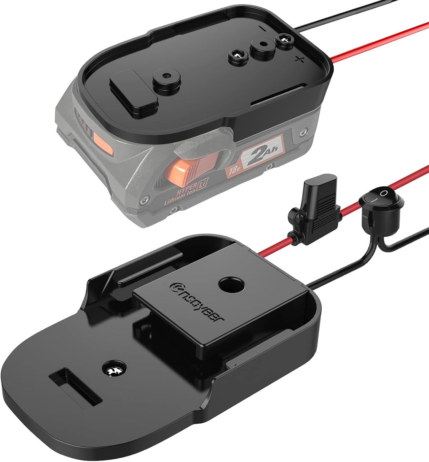 Power Wheel Adapter With Fuse And Switch, Secure Battery, And Work Lights. - $20.63