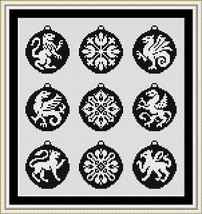 Christmas Tree Vintage Motifs Toys Dragons Sampler Counted Cross Stitch ... - $6.00