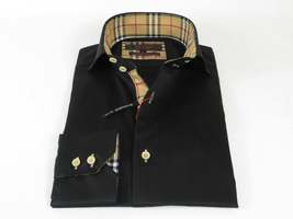 Men's AXXESS Turkey Sports Dress Shirt 100% Soft Cotton High Collar 923-04 Black image 4