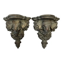 Set of 2 Kirkland's Elephant Wall Shelves – Ornate Safari Theme Sconces Jungle - $702.54 MXN
