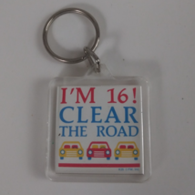 Vintage I&#39;m 16! Clear The Road Colorful Plastic Keychain - $108.77 MXN