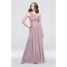 NWT Size 22 David&#39;s Bridal Micro-Pleated One-Shoulder Dress in Dusty Rose - £29.58 GBP