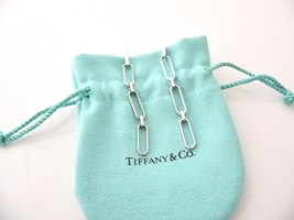 Tiffany &amp; Co Paper Clip Dangling Earrings 18K White Gold Dangle Gift Pou... - £1,588.23 GBP