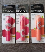 3 Revlon Kiss Lip Balm Sticks-Fresh Strawberry/Sweet Cherry/Juicy Peach ... - £15.64 GBP