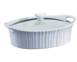 Corningware 2.5 Qt. Oval Ceramic Casserole Baking Dish w/ Glass Cover Ba... - £34.51 GBP