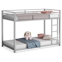 Twin over Twin Low Profile Modern Bunk Bed in Silver Metal Finish - $7,774.62 MXN