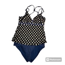 Cole of California Women&#39;s Polka Dot Tankini Set in Black/Blue/White Siz... - £15.56 GBP