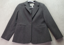 Vintage LORD &amp; TAYLOR Blazer Women Petite 8 Gray Wool Single Breasted One Button - £22.13 GBP