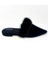 Birdies The Dove Onyx Black Mink Fur Womens Slip On Pointed Toe Mules Shoes - $75.39 CAD