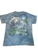 Men’s Liquid Blue Tie Dye Tiger Graphic T-shirt XL - £16.12 GBP