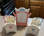 Fisher Price Loving Family Dollhouse White Nursery Cribs rare  armoire lot - $39.55
