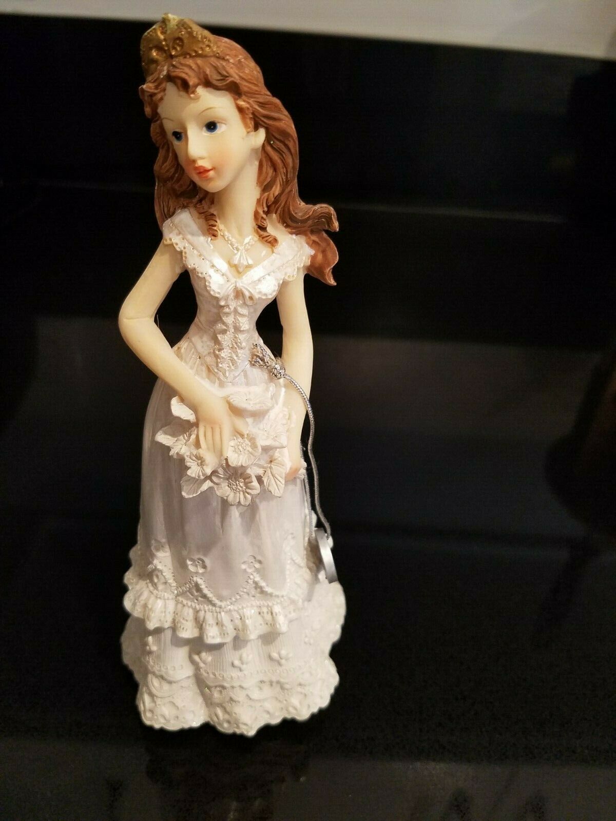 Quinceanera Cake Topper Large Figure White Dress - $9.89