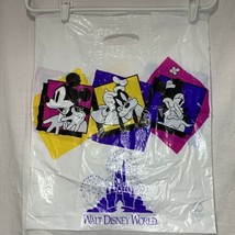 Vintage Plastic Walt Disney World Plastic Souvenir Bag 1990&#39;s Mickey Minnie - £4.72 GBP