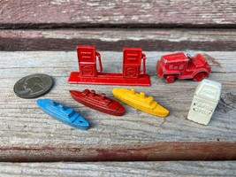 VTG METAL TOY GAME PIECES CRACKER JACK PRIZES BATTLESHIP SHELL GAS PUMPS - £19.74 GBP