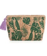 Allegra Tropical Zip Travel Cosmetic Pouch, Green Tan Lavender Tassel - $28.71