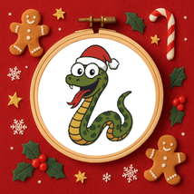 Snake in a Christmas hat - Cross-stitch pattern PDF - Instant download - $5.00