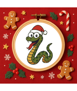 Snake in a Christmas hat - Cross-stitch pattern PDF - Instant download - $5.00
