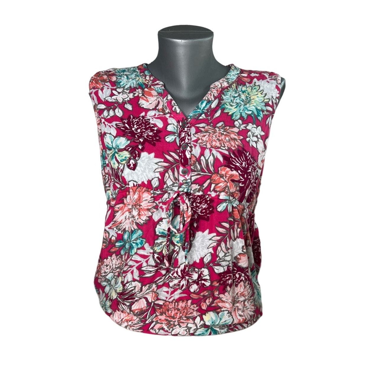 Oh Baby By Motherhood Vibrant Pink Floral Sleeveless Maternity Shirt Siz... - $13.86