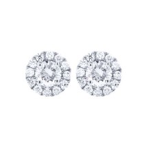 4Carat Lab Created Diamond Stud Earring Jackets Halo 14K Solid White Gold FN - £52.47 GBP
