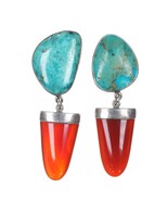 Richard Lindsay designs sterling turquoise, and orange chalcedony earrings - $227.70