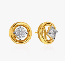 2Ct Round Real Moissanite Solitaire Stud Earrings 14k Yellow Gold-Plated Silver - $186.99