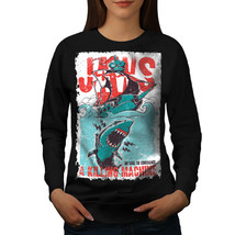 Wellcoda Jaws Killing Machine Womens Sweatshirt, Shark Casual Pullover Jumper - £22.73 GBP+