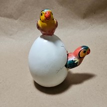 Tonala Pottery Hatched Egg Double Parrots Orange Hand Painted Signed160 - £22.07 GBP