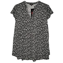 Cocomo Plus Size 2X Black &amp; White Geo Print Pintuck Short Flutter Sleeve... - $34.99