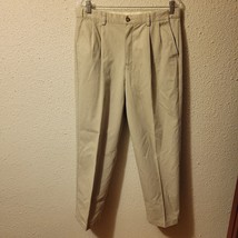 LL Bean Mens 100% Cotton Pants Khaki Tan Comfort Waist Size 34x30 - $14.03