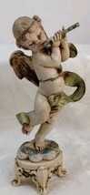 Vtg. Fontanini Depose Italy Angel Cherub Playing The Flute On A Pedestal... - £22.79 GBP