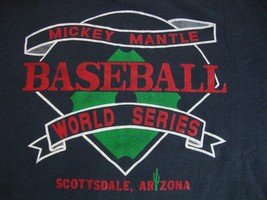 Vintage Mickey Mantle World Series Baseball Black Athletic Adult T Shirt L - £14.20 GBP